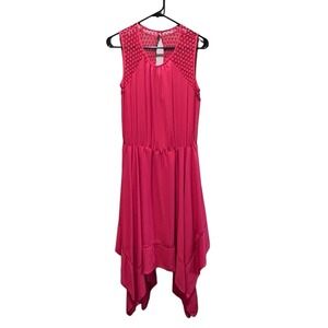 BCBG Maxazria Dress Sz M High Low Hem Coral‎ Spring Wedding